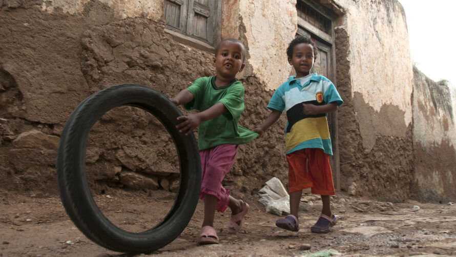 Ethiopian kids playing with