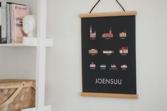 Joensuu poster on wall